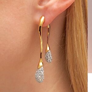 ALEXIS BITTAR Solanales Double Drop Gold & Crystal Front Back Link Earrings
